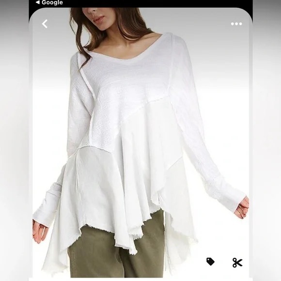 Free People Tops - Free People We The Free Comin In Hot knit tunic long asymmetrical layer white
